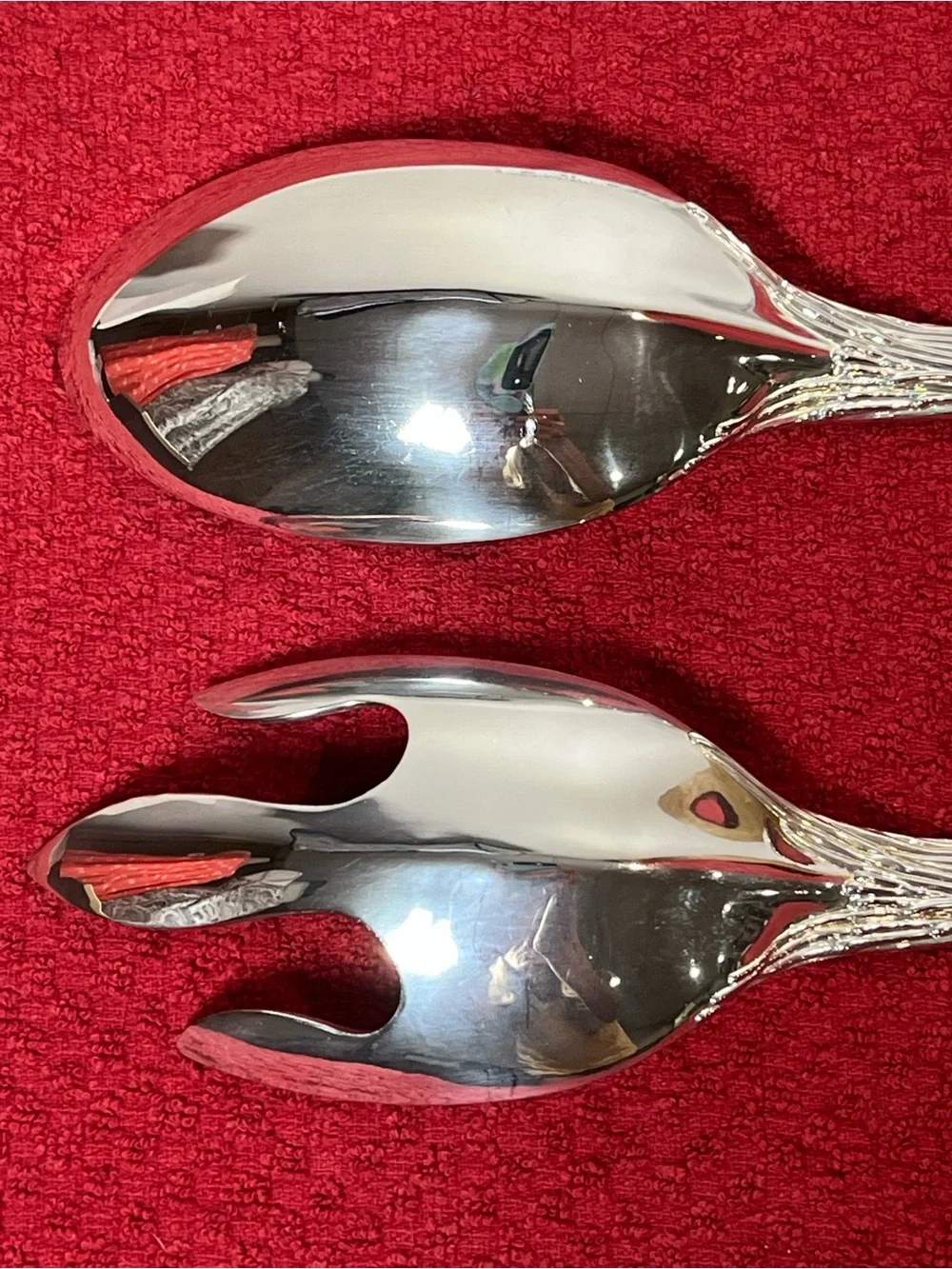 NWOT Vintage Christmas Santa Claus Silver Plated Salad Serving Set